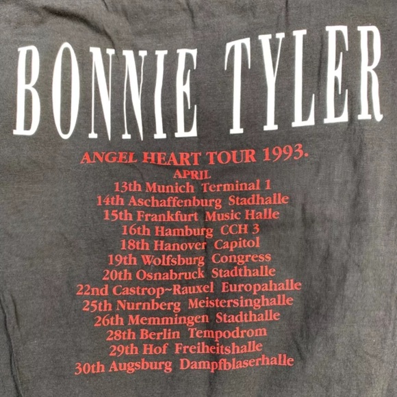 Vintage Angel Heart Bonnie Tyler Tour 1993 April Black T-Shirt, Size Large L - Picture 4 of 13